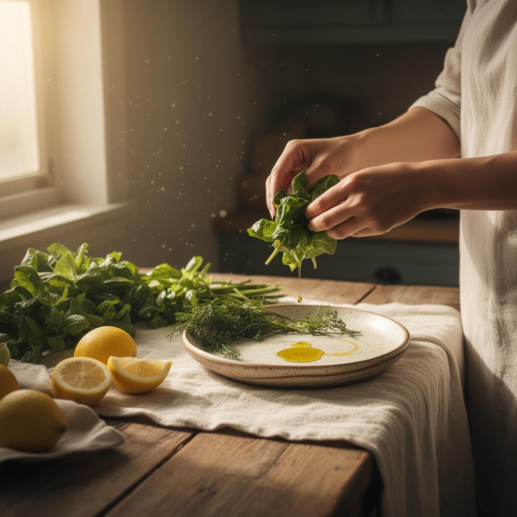 Pouring olive oil over fresh salmon