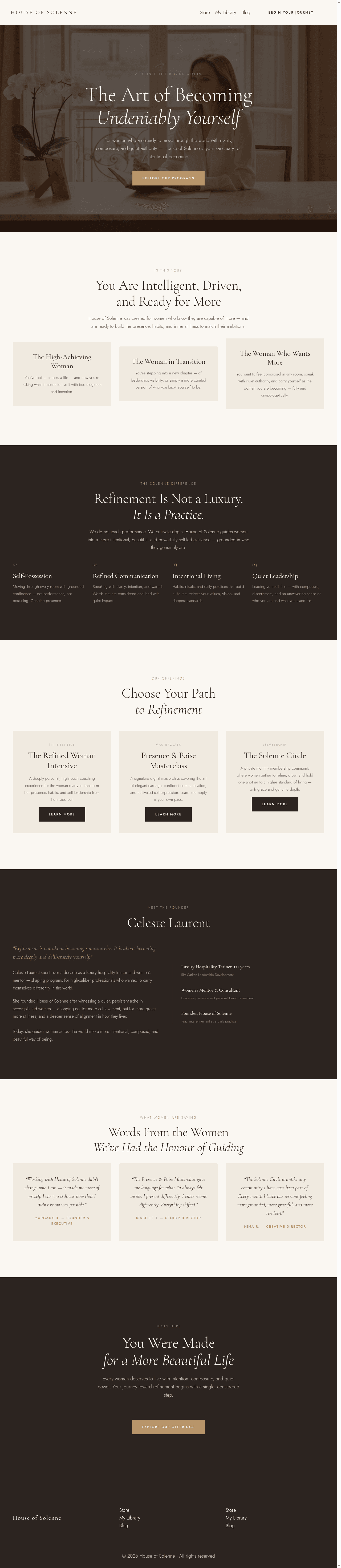 House of Solenne template being designed in Pro Studio